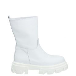 BIAŁE BOTKI C13 VITEL BIANCO. Białe botki Venezia, bez wzorów, ze skóry, bez obcasa, bez zapięcia. Za 199.00 zł.