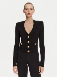 Balmain Kardigan DF1KL007KB07 Czarny Regular Fit. Czarne swetry Balmain, bez wzorów, z wiskozy, bez ramiączek. Za 5,609.00 zł.