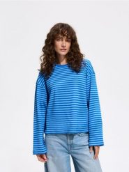 Bawełniana bluza oversize - niebieski. Niebieskie bluzy Reserved, l, bez wzorów, z bawełny, bez ramiączek, bez kaptura. Za 89.99 zł.