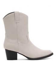 JENNY Kowbojki EMILY HY2219-4 Szary. Szare botki Jenny, bez wzorów, z syntetyku, bez obcasa, na słupku, bez zapięcia. Za 79.99 zł.
