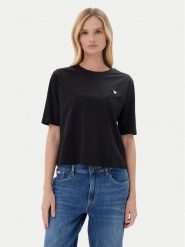 Guess T-Shirt V4BI21 I3Z14 Czarny Relaxed Fit. Czarne t-shirty Guess, xl, z aplikacjami, z bawełny, bez kołnierzyka, bez ramiączek. Za 159.99 zł.