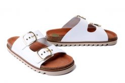 DR. BRINKMANN 700680-03 weiss, klapki damskie. Białe klapki Dr. Brinkmann, bez wzorów, ze skóry, bez obcasa, bez zapięcia. Za 394.90 zł.