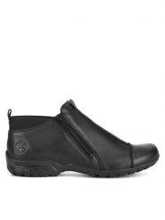 Rieker Botki L4653-00 Czarny. Czarne botki Rieker, bez wzorów, bez obcasa, na płaskiej podeszwie, bez zapięcia. Za 295.00 zł.