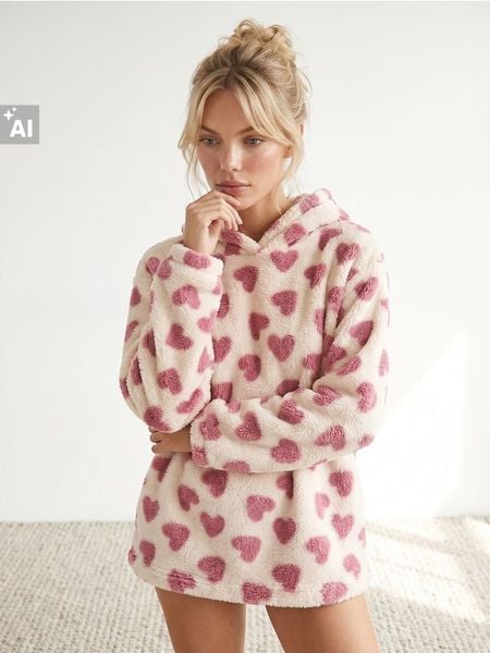 Bluza polarowa w serca - biały. Białe bluzy bez kaptura Sinsay, l, bez wzorów, z polaru, bez kaptura. Za 49.99 zł.