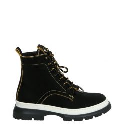 SPORTOWE BOTKI 027306 BLAC-YELL. Botki Venezia, bez wzorów, z nubiku, sportowe, bez obcasa, bez zapięcia. Za 199.00 zł.