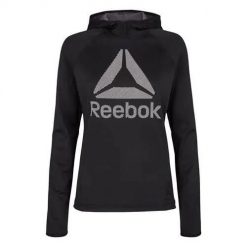 Bluza treningowa damska Reebok S95456. Czarne bluzy z kapturem Reebok, l, bez wzorów, z kapturem, na fitness i siłownię. Za 207.00 zł.