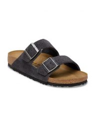 Birkenstock Skórzane klapki "Arizona" w kolorze antracytowym rozmiar: 39. Czarne klapki Birkenstock, bez wzorów, ze skóry, klasyczne, z otwartym noskiem, bez obcasa, bez zapięcia. Za 466.63 zł.
