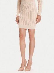 Guess Spódnica mini W5YD68 Z3OU0 Beżowy Regular Fit. Brązowe spódnice Guess, l, z aplikacjami, z bawełny, mini. Za 279.99 zł.