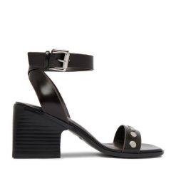 Sandały JENNY. Brązowe sandały Jenny, bez wzorów, bez obcasa, na słupku, bez zapięcia. Za 139.99 zł.