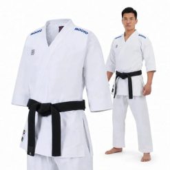 Kimono do karate Extera Kata WKF BLUE - Zestaw bluza + spodnie | MOOTO 170. Białe bluzy DBX BUSHIDO, bez wzorów, z materiału, bez ramiączek, bez kaptura. Za 879.00 zł.