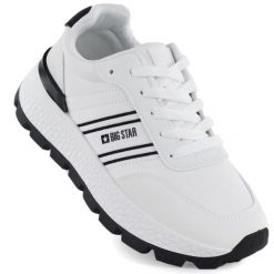 Półbuty sportowe damskie na platformie białe Big Star TT274882. Białe buty sportowe lifestyle BIG STAR, bez wzorów, ze skóry ekologicznej, retro, bez zapięcia. Za 179.99 zł.