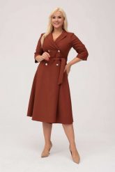 Elegancka żakietowa sukienka Marietta w odcieniach brązu XXL OVERSIZE. Żółte sukienki Moda Size Plus Iwanek, do pracy, l, bez wzorów, z elastanu, biznesowe, bez kołnierzyka, bez ramiączek, mini, oversize. Za 325.00 zł.
