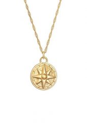 Elli Damski wisiorek z kompasem i różą wiatrów ze srebra próby 925 Sterling Silver Naszyjniki 1 ct. Szare naszyjniki Elli, z materiału, pozłacane. Za 279.64 zł.