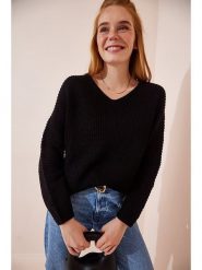 Happiness Istanbul Sweter w kolorze czarnym rozmiar: onesize. Czarne swetry Happiness Istanbul, bez wzorów, ze splotem, bez ramiączek. Za 92.42 zł.