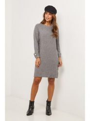 Soft Cashmere Sukienka dzianinowa w kolorze szarym rozmiar: 34/36. Szare sukienki Soft Cashmere, bez wzorów, z dzianiny, klasyczne, bez kołnierzyka, bez ramiączek, midi. Za 152.99 zł.