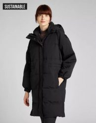 LEE LONG PUFFER DAMSKA KURTKA ZIMOWA BLACK L56IXW01. Czarne kurtki Lee, na zimę, l, bez wzorów, bez kaptura. Za 409.99 zł.