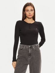 Tommy Jeans Bluzka DW0DW19501 Czarny Slim Fit. Czarne bluzki Tommy Jeans, m, bez wzorów, z bawełny, bez kołnierzyka, bez ramiączek. Za 159.99 zł.