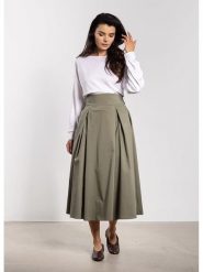 Awama Spódnica w kolorze khaki rozmiar: L. Brązowe spódnice Awama, l, bez wzorów, z tkaniny, maxi. Za 144.99 zł.