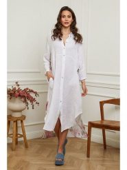 Plume Sukienka "Calora" w kolorze białym rozmiar: L. Białe sukienki Plume, l, bez wzorów, bez kołnierzyka, bez ramiączek, maxi. Za 255.34 zł.