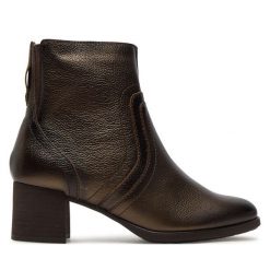Botki Tamaris. Brązowe botki Tamaris, bez wzorów, bez obcasa, na słupku, bez zapięcia. Za 299.99 zł.
