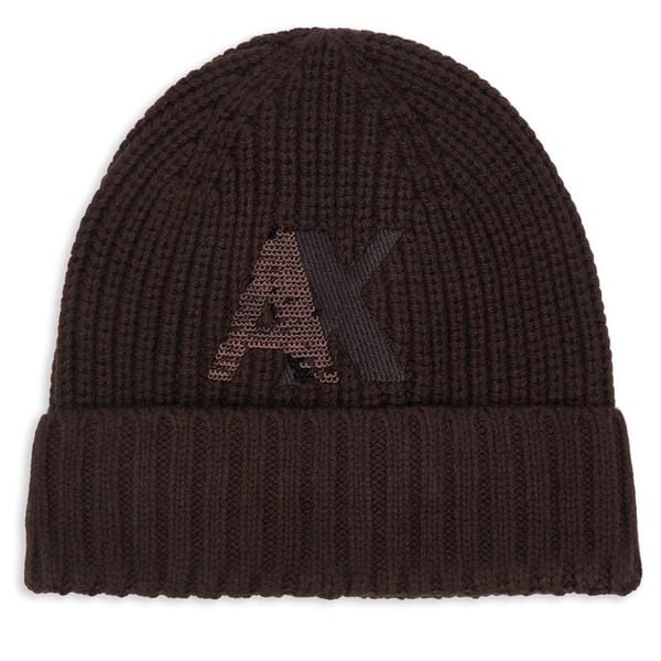 Czapka Armani Exchange. Brązowe czapki zimowe Armani Exchange, bez wzorów. Za 299.99 zł.