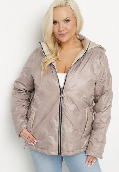 Ciemnobeżowa Kurtka Dwustronna z Odpinanym Kapturem Frolbia. Brązowe kurtki Born2be, xl, bez wzorów, z jeansu, eleganckie. Za 209.99 zł.