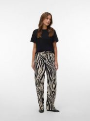 Vero Moda Spodnie w kolorze beżowo-czarnym rozmiar: L. Brązowe spodnie materiałowe Vero Moda, bez wzorów, z materiału, klasyczne. Za 78.66 zł.