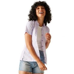 Koszula turystyczna damska Regatta Mindano VIII z krótkim rękawem. Fioletowe koszule Regatta, bez wzorów, sportowe, bez kołnierzyka, bez ramiączek. Za 172.50 zł.