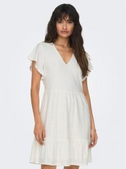 ONLY Sukienka codzienna 15289687 Biały Regular Fit. Białe sukienki ONLY, na co dzień, l, bez wzorów, z syntetyku, bez kołnierzyka, bez ramiączek, proste. Za 119.99 zł.