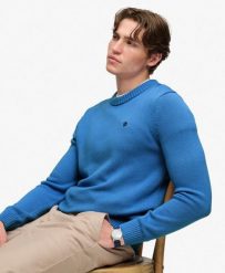 Superdry Sweter Preppy Cotton – Relaxed fit, 100% bawełna organiczna. Niebieskie swetry Superdry, xl, bez wzorów, z bawełny, bez ramiączek. Za 254.00 zł.