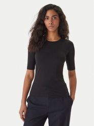 HUGO T-Shirt Darnelia 50515019 Czarny Slim Fit. Czarne t-shirty Hugo, s, bez wzorów, z bawełny, bez kołnierzyka, bez ramiączek. Za 319.99 zł.