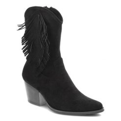 Czarne Botki S.Barski Damskie Modne Buty Na Obcasie. Czarne botki S.BARSKI, bez wzorów, z materiału, boho, bez obcasa, na obcasie, bez zapięcia. Za 159.00 zł.