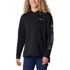 Bluza turystyczna damska Columbia Trek Special Graphic Hoodie z kapturem. Czarne bluzy Columbia, s, bez wzorów, sportowe, bez ramiączek, z kapturem. W wyprzedaży za 279.00 zł.