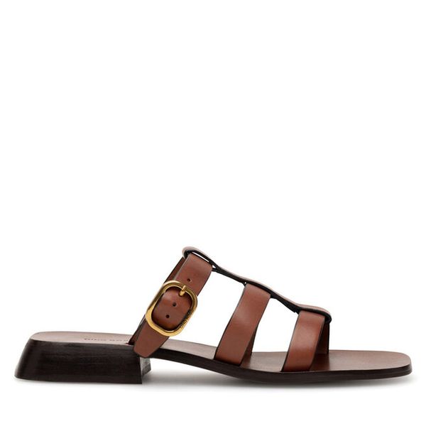 Klapki GINO ROSSI. Brązowe klapki Gino Rossi, bez wzorów, bez obcasa, bez zapięcia. Za 259.99 zł.