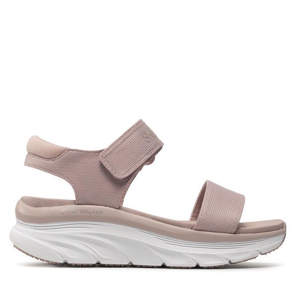 Sandały Skechers. Czerwone sandały Skechers, bez wzorów, bez obcasa, na koturnie, bez zapięcia. Za 199.99 zł.