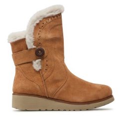 Botki Skechers. Brązowe botki Skechers, bez wzorów, bez obcasa, na płaskiej podeszwie, bez zapięcia. Za 369.99 zł.