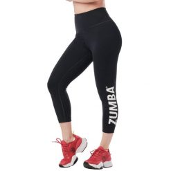 Legginsy fitness damskie o długości trzy czwarte I Love Zumba. Czarne legginsy ZUMBA WEAR, bez wzorów, z gumy, sportowe. W wyprzedaży za 129.00 zł.