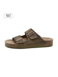 Teegu Skórzane klapki w kolorze khaki rozmiar: 37. Brązowe klapki teegu, bez wzorów, klasyczne, z otwartym noskiem, bez obcasa, bez zapięcia. Za 130.99 zł.