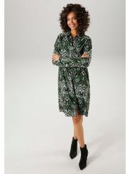 Aniston Sukienka w kolorze zielono-czarnym rozmiar: 42. Czarne sukienki Aniston, na co dzień, bez wzorów, z wiskozy, bez kołnierzyka, bez ramiączek, midi, proste. Za 73.93 zł.