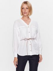 Peserico Koszula S06113T00A Biały Regular Fit. Białe koszule Peserico, s, bez wzorów, ze lnu, bez kołnierzyka, bez ramiączek. Za 2,419.00 zł.