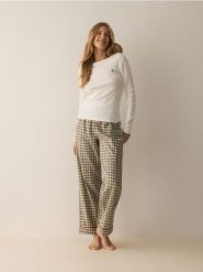 Bawełniana piżama dwuczęściowa - zielony. Zielone piżamy Reserved, l, bez wzorów, z bawełny, bez kołnierzyka, bez ramiączek. Za 139.99 zł.