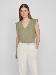 Vila Top w kolorze zielonym rozmiar: XL. Zielone topy Vila, xl, bez wzorów, bez kołnierzyka, bez ramiączek. Za 31.00 zł.