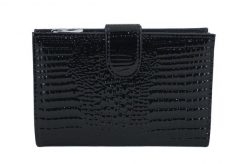 Portfel skórzany damski lakierowany na zatrzask - Czarny. Czarne portfele Barberinis, bez wzorów, z lakierowanej skóry. Za 159.99 zł.