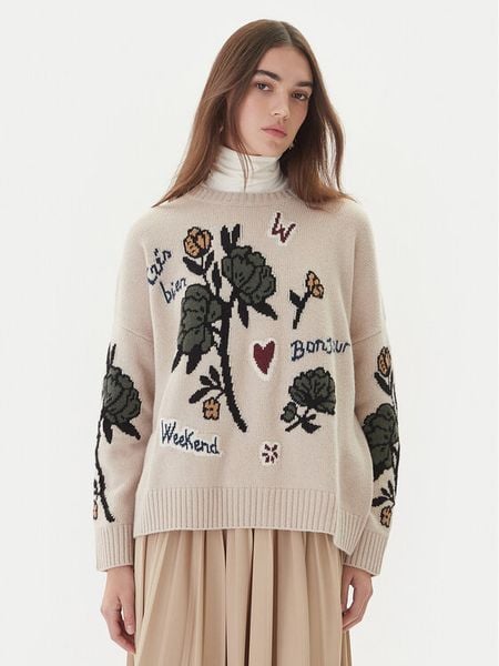 Weekend Max Mara Sweter Pavidi 2525366262 Écru Oversize. Swetry Weekend Max Mara, m, bez wzorów, z wełny, bez ramiączek. Za 1,239.00 zł.
