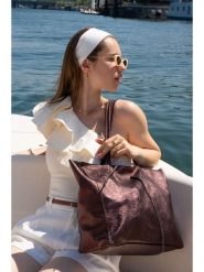 Victor & Hugo Paris Skórzany shopper bag "Vog" w kolorze brązowym - 50 x 28 x 12 cm rozmiar: onesize. Brązowe shopper bag Victor & Hugo Paris, bez wzorów, z materiału, na ramię, bez dodatków. Za 330.67 zł.