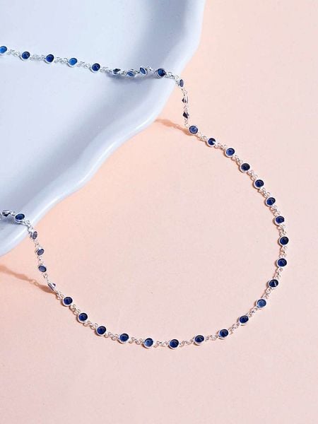 Heliophilia Srebrny naszyjnik z elementami ozdobnymi rozmiar: onesize. Niebieskie naszyjniki Heliophilia, z materiału, z cyrkonią, srebrne. Za 166.49 zł.