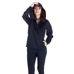 Bluza miękka z kaptur na outdoor na co dzień. Czarne bluzy z kapturem LEONE 1947 APPAREL, bez wzorów, bez kaptura, na fitness i siłownię. Za 246.29 zł.