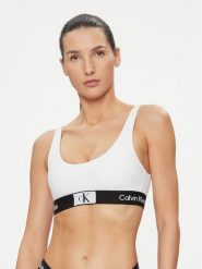 Calvin Klein Swimwear Góra od bikini KW0KW02257 Biały. Białe bikini Calvin Klein Swimwear, bez wzorów, z syntetyku. Za 129.99 zł.