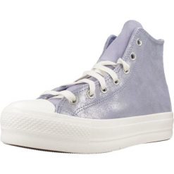 Buty CONVERSE Chuck Taylor All Star Lift Platform Suede Shimmer Hi Fioletowy. Fioletowe buty sportowe lifestyle Converse, bez wzorów, ze skóry, retro, bez zapięcia. Za 306.99 zł.