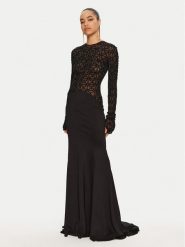 Elisabetta Franchi Sukienka wieczorowa Red Carpet AB65947E2 Czarny Regular Fit. Czarne sukienki Elisabetta Franchi, bez wzorów, z syntetyku, wizytowe, bez kołnierzyka, bez ramiączek. Za 6,029.00 zł.